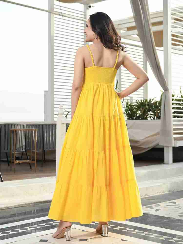 Samaksh Fashion Women Fit and Flare Yellow Dress