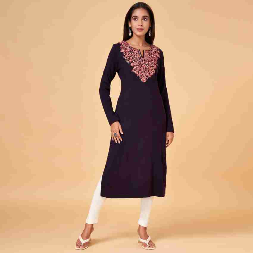 Rangmanch by Pantaloons Women Embroidered Straight Kurta - Buy Rangmanch by  Pantaloons Women Embroidered Straight Kurta Online at Best Prices in India