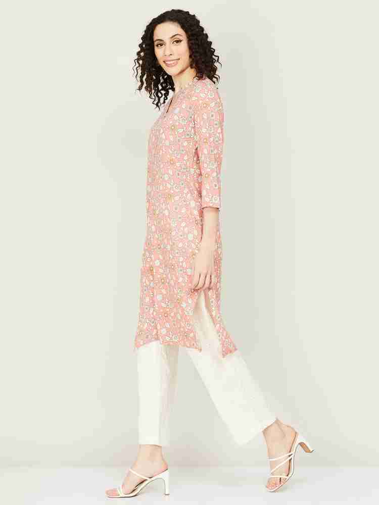 Melange floral hotsell print straight kurta