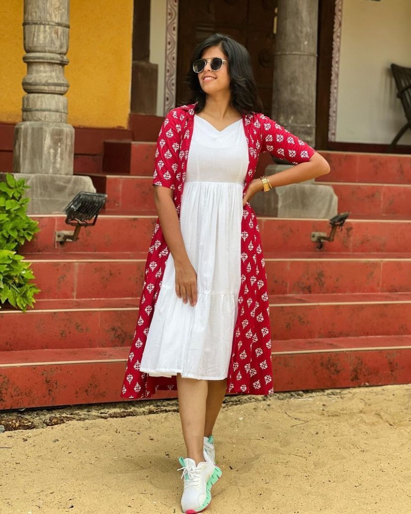 White 2024 dress flipkart