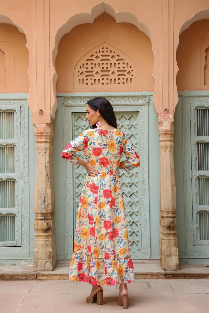 Melange floral print anarkali kurta new arrivals