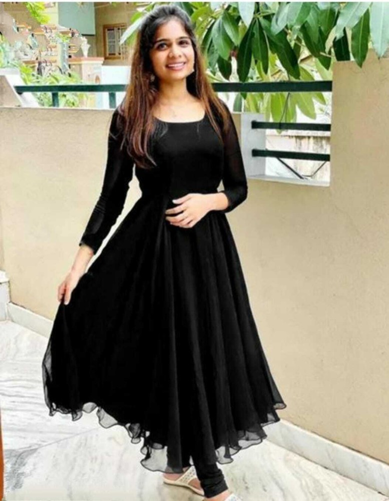 Simple black cheap anarkali suit