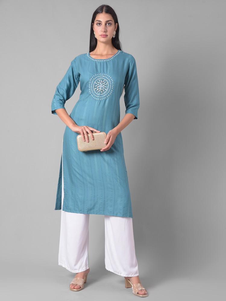 Dollar Missy Women Self Design Straight Kurta - Buy Dollar Missy