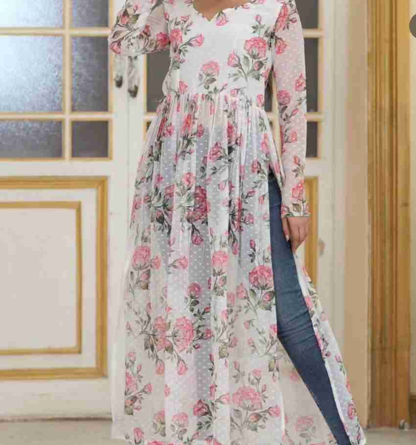 Floral print long kurtis hotsell