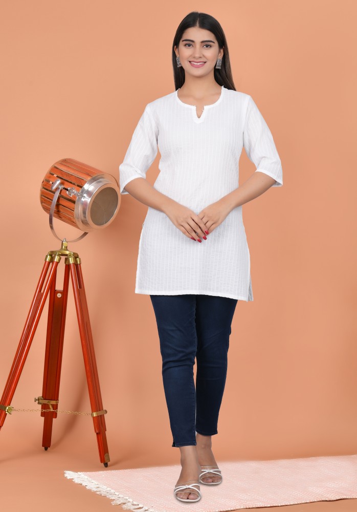 Buy SS Clothings  Ladies Plain White KurtiKurta Fashion Latest Cotton  Plain Long KurtaKurti Basic Beige at Amazonin