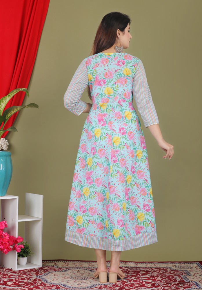 Radhe Fashion Women Floral Print Gown Kurta - Buy Radhe Fashion Women  Floral Print Gown Kurta Online at Best Prices in India