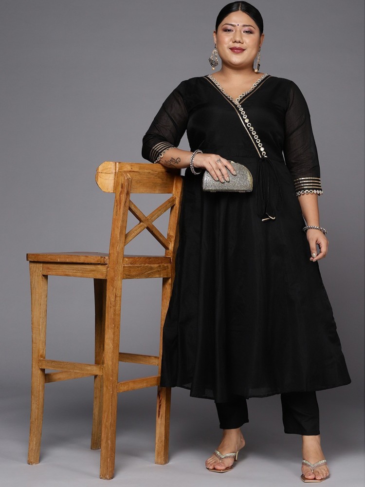 Inddus black clearance anarkali