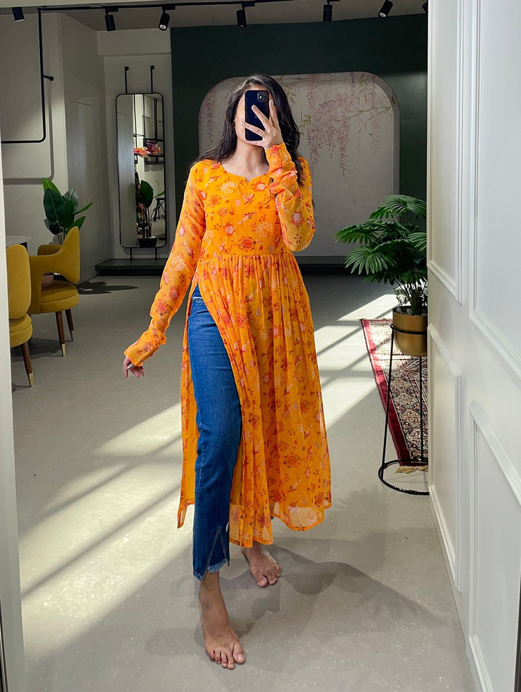 Long kurti 2025 with jeans flipkart