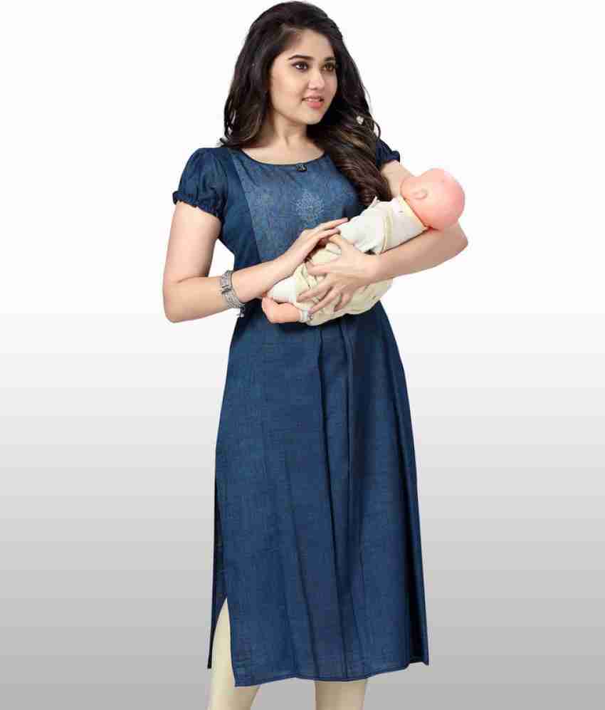 Buy CEE 18 Cotton Rayon Straight Maternity Feeding Kurti for Women