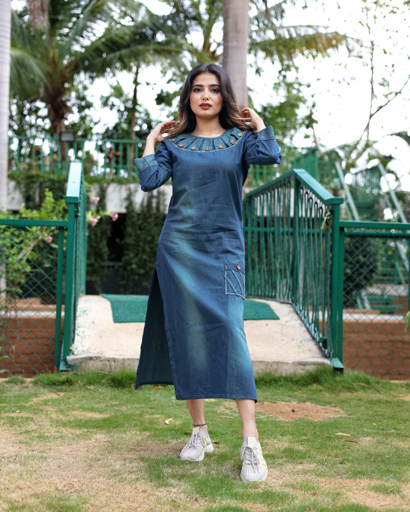 Long kurti with jeans on sale flipkart