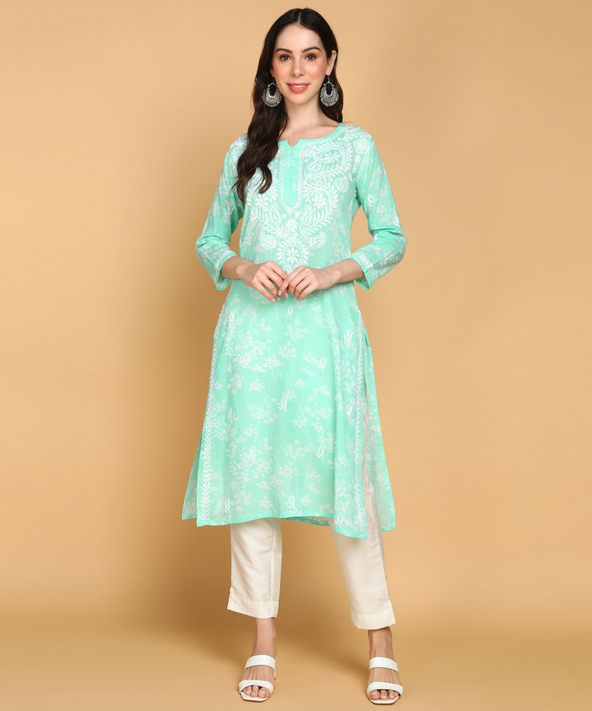 VAHSON Women Chikan Embroidery, Embroidered A-line Kurta - Buy VAHSON Women  Chikan Embroidery, Embroidered A-line Kurta Online at Best Prices in India