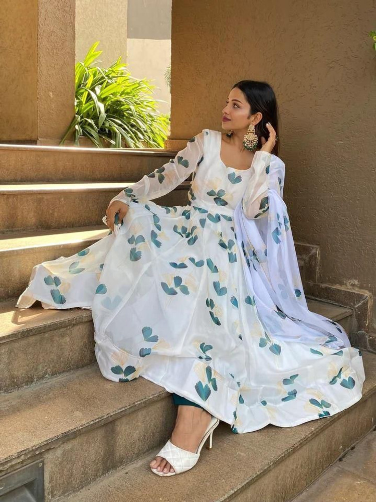 White anarkali dress flipkart cheap