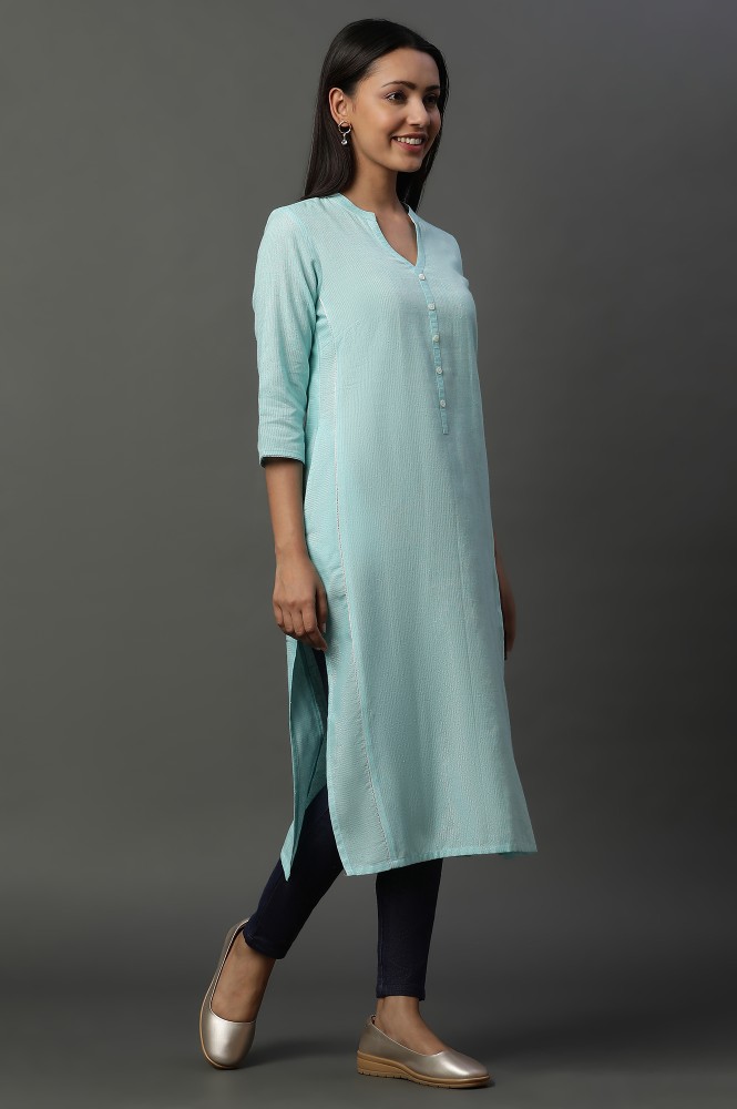 Aurelia Women Striped Straight Kurta - Buy Aurelia Women Striped