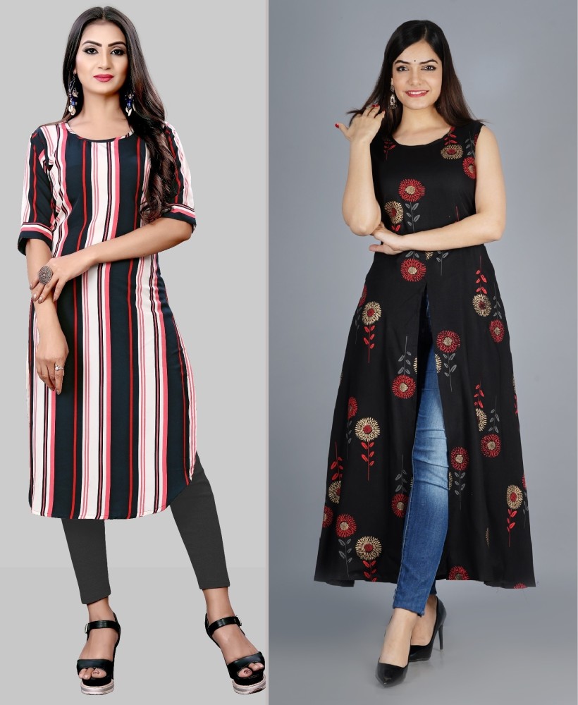 Long kurti with jeans flipkart sale