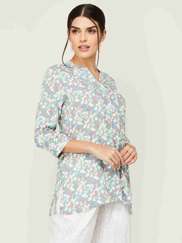 Melange floral clearance print straight kurta