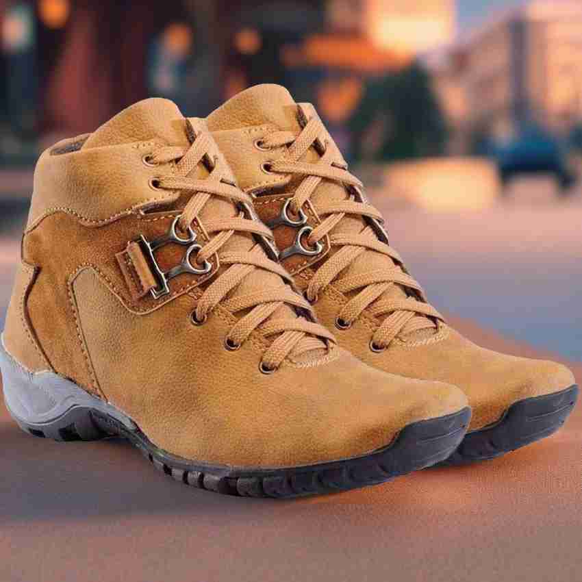Shoe Island Designer Tan Brown Ankle Length Casual Shoes Boots For Men