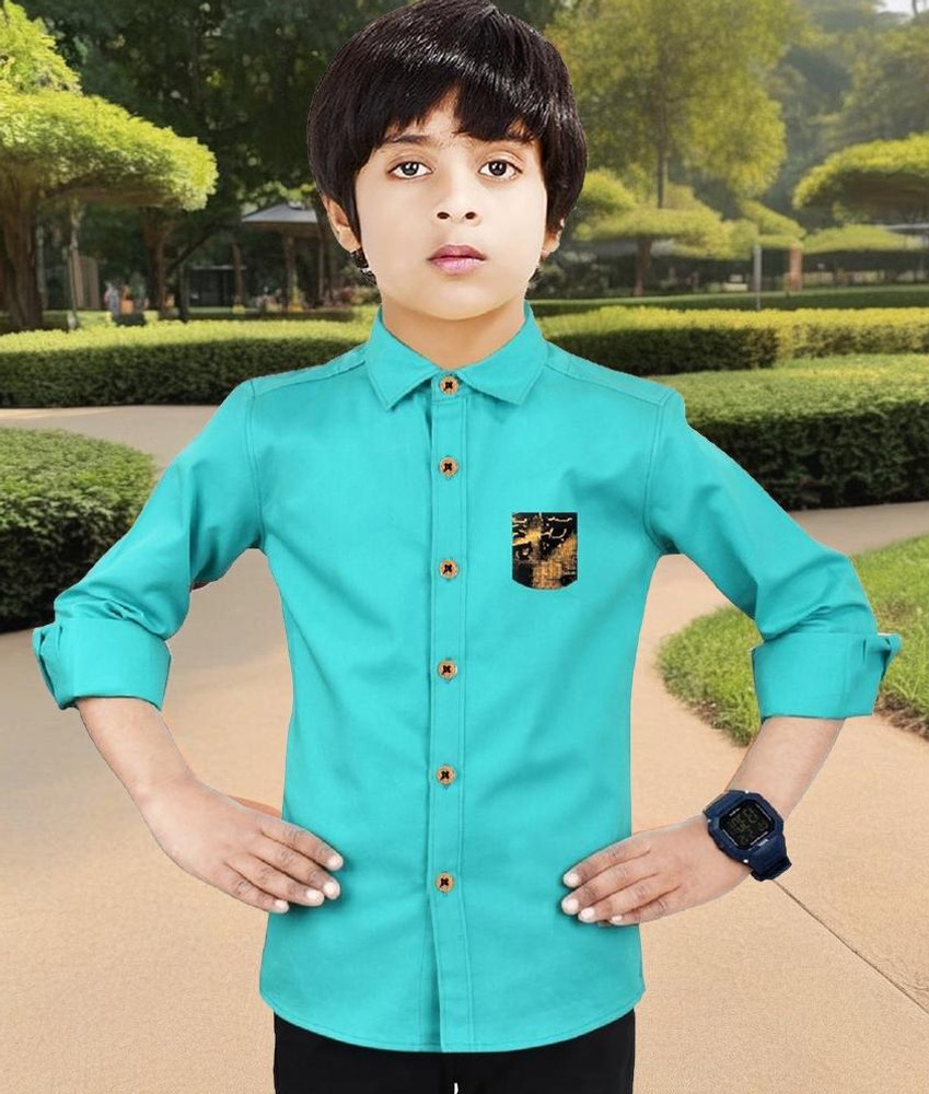 MADE IN THE SHADE Boys Solid Casual Green Shirt Buy MADE IN THE
