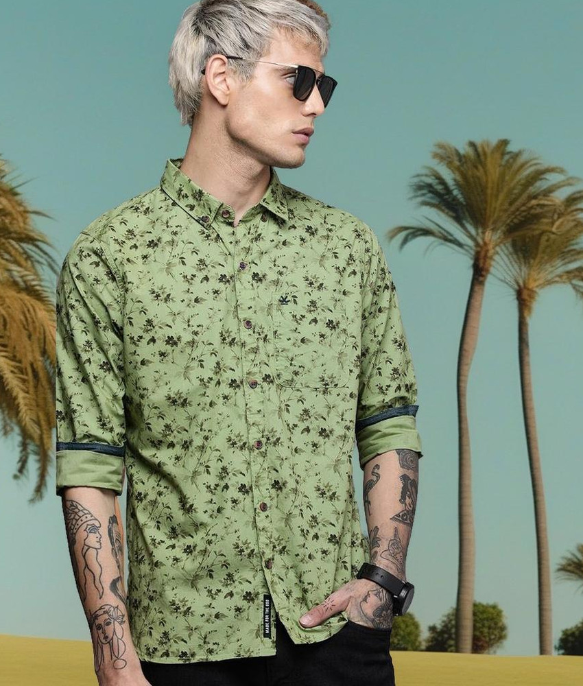 Green outlet flower shirt