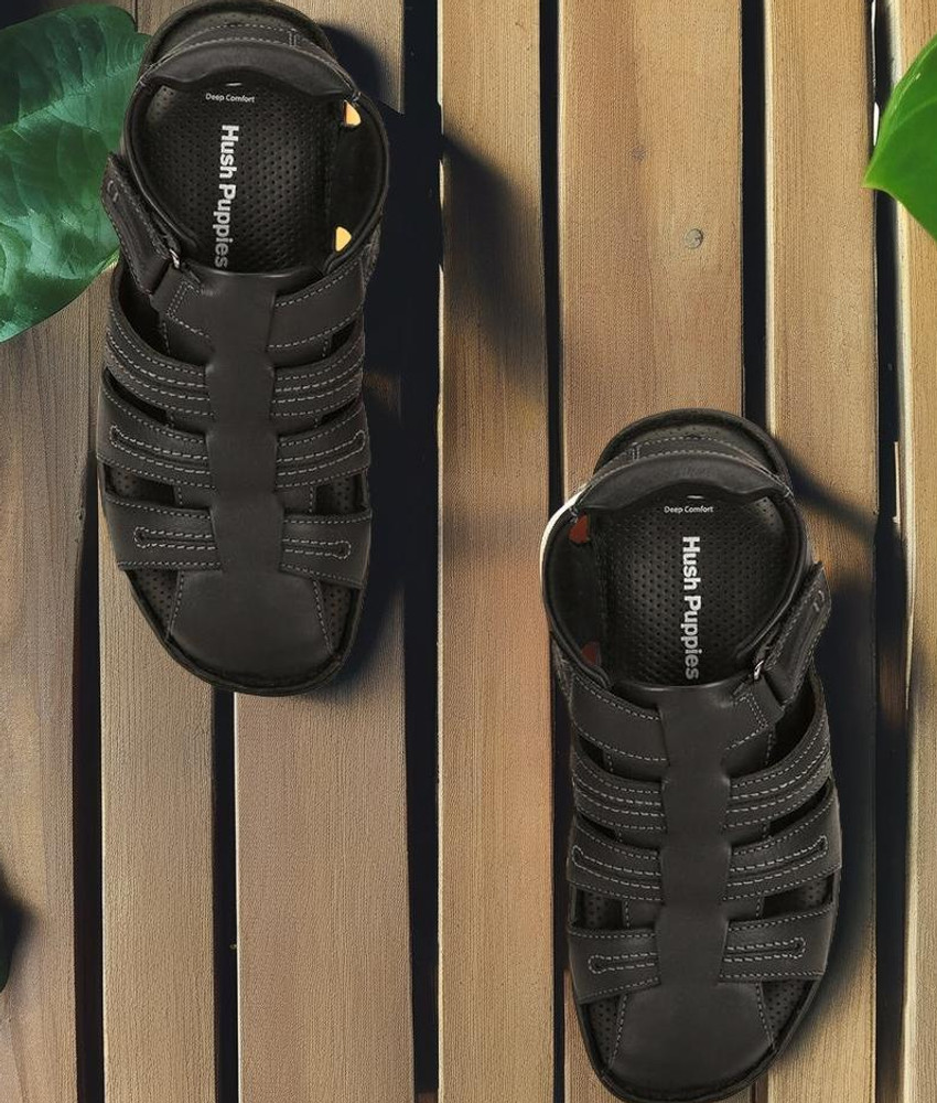 HUSH PUPPIES New Track Fisherman Men Black Sandals