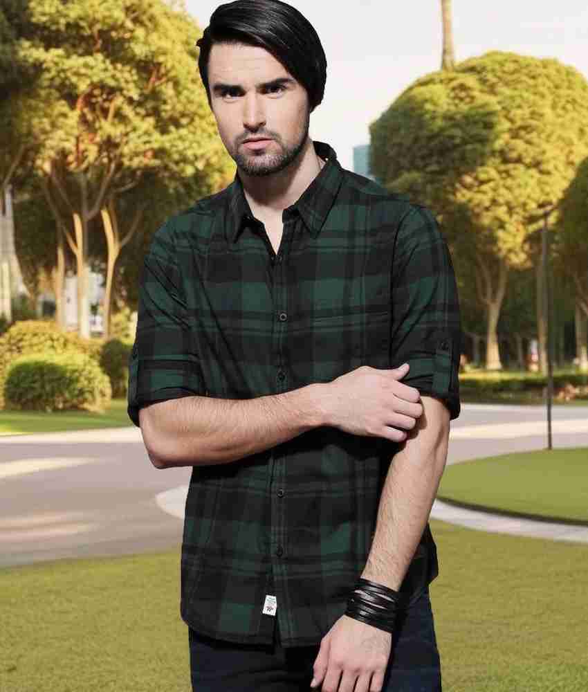 Roadster Men Checkered Casual Green Black Shirt Buy Roadster