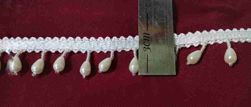 Lacesnmore  Cream Pearl and Pearl Golden moti Hanging latkan lace