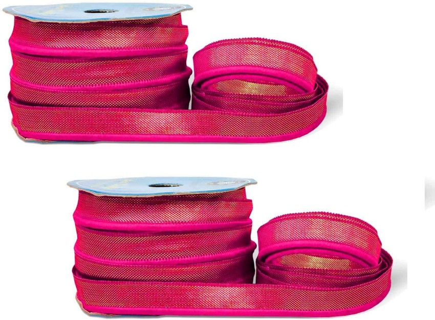 Fuchsia Bordered Organza Ribbon 1.5 cm