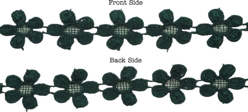 Tidbits Dark Green Cotton Floral Flower Designer Lace (9 mtr