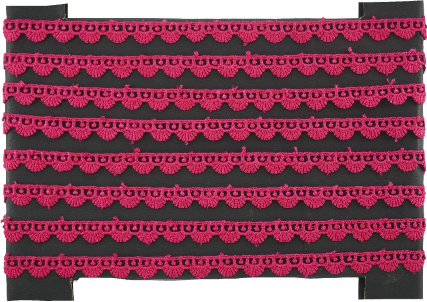 Tidbits Pink Cotton Net Design 9 Mtr Lace Border for Dupatta