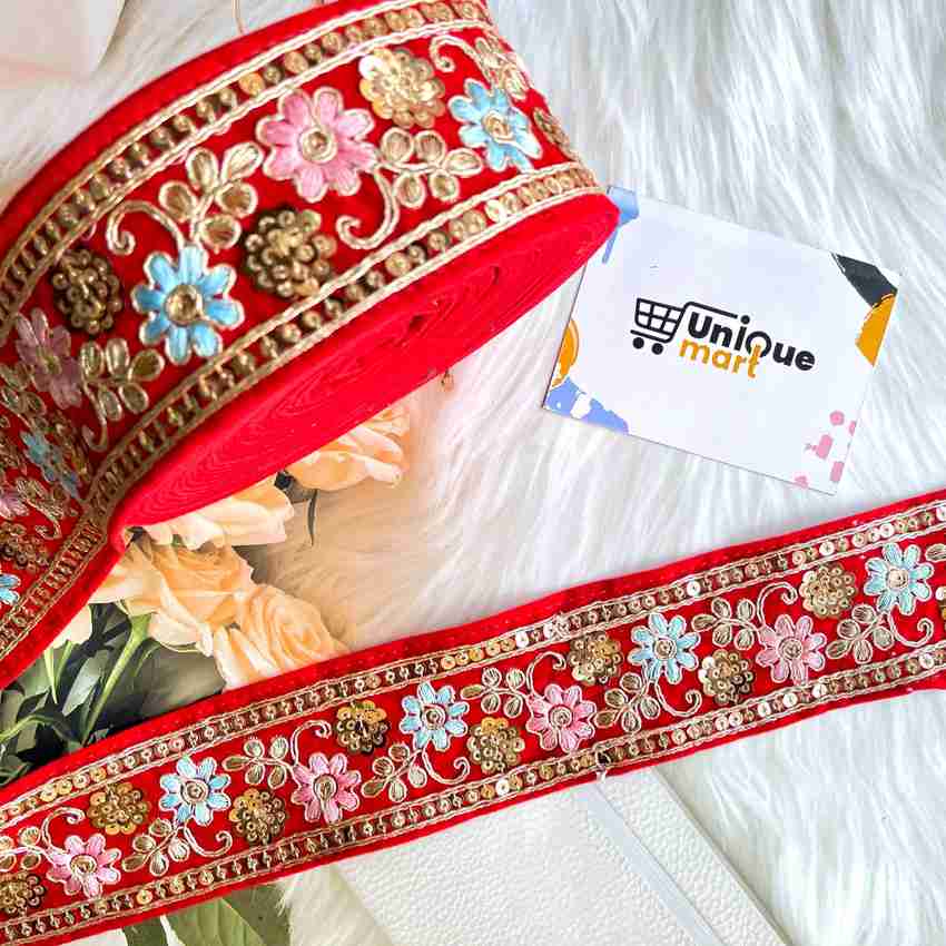 uniquemart Beautiful Red Lace Border for Lehenga Saree Blouse Suit Frowk Gown Red Lace Red Lace Border Velvet Lace Border Red 9Mtr Lace Reel Price in India Buy uniquemart Beautiful Red