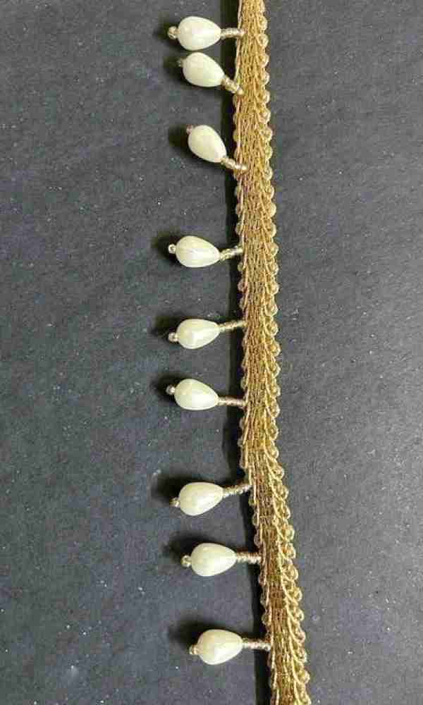 Lacesnmore Golden white Pearl hanging jhalar kiran for dupatta