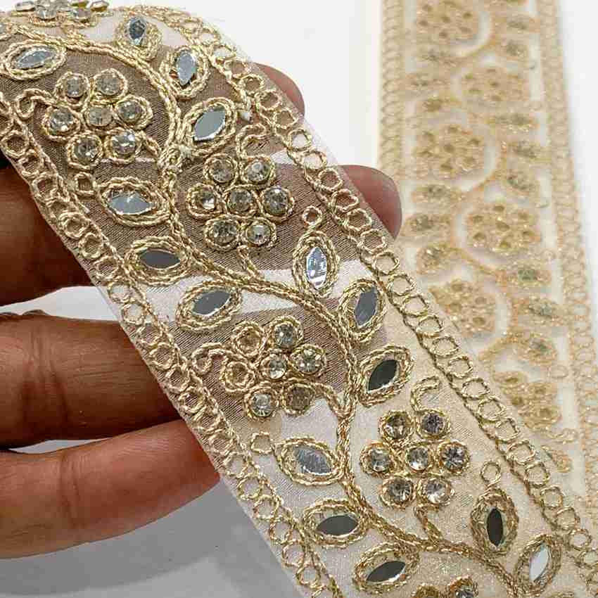 Lami 9 Meter Flower Design Lace Border with Mirror Work Lace Reel Price in India Buy Lami 9 Meter Flower Design Lace Border with Mirror Work Lace Reel online at Flipkart