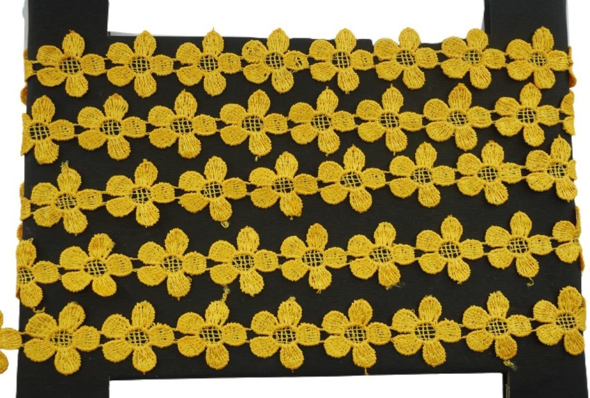 Tidbits Yellow Cotton Floral Flower Designer Lace (9 mtr) Border for  Dresses, Suits, Saree, Lehengas, Plazo, Blouses, Craft, and Home Decoration  Lace Reel Price in India - Buy Tidbits Yellow Cotton Floral
