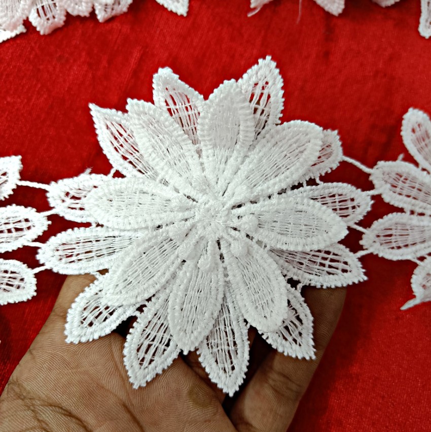 Emrish Enterprises 9Mtr White Flower Design Laces and Border