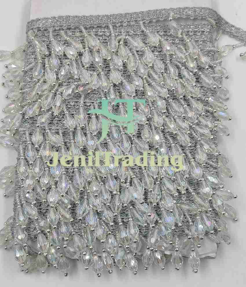 mk creation Crystal Awesome Crystal latkan lace width 30mm length  4mtr(silver) Lace Reel Price in India - Buy mk creation Crystal Awesome  Crystal latkan lace width 30mm length 4mtr(silver) Lace Reel online