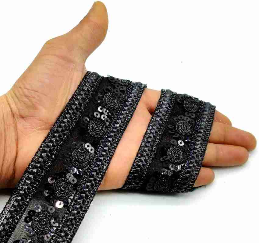 BALA Sequence Sitara Lace Border for Duapatta Lehenga Saree Suit Border Designing Art Craft Work Width 5 cm Pack of 8.5 mtr Black Lace Reel Price in India Buy BALA