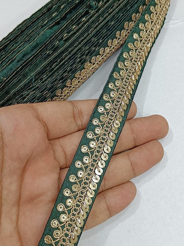 DEEP'S CREATION DEEPS Creation Sequin Work Lace for Dupatta and Saree (9 M  X 1) (Dark Green) Lace Reel Price in India - Buy DEEP'S CREATION DEEPS  Creation Sequin Work Lace for