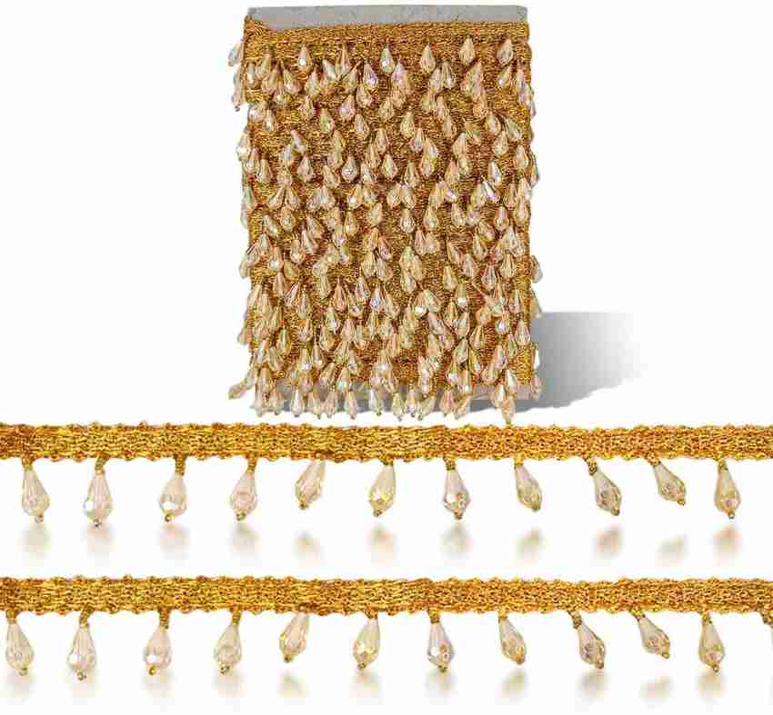 mk creation Crystal lace Awesome Crystal latkan lace gold color for duppta  blouse ND other (4mtr packing) Lace Reel Price in India - Buy mk creation Crystal  lace Awesome Crystal latkan lace