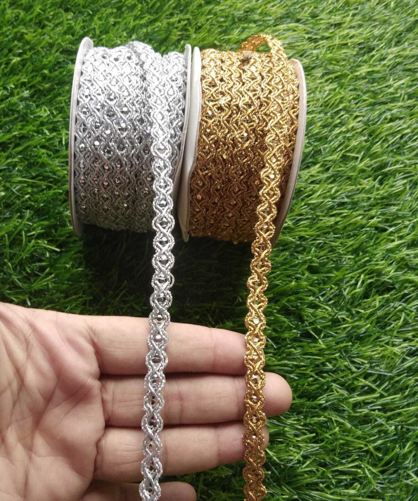 DIARA 18 Meter Golden 18 Meter Silver Lace Borders Crafts and Home Decor Blouse Laces for Dresses Sarees Lehenga Suits Bags Lace Reel Price in India Buy DIARA 18 Meter