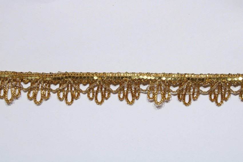Scalloped Metalic Gold Lace Trim, Gold Lace Fabric, Golden Venise