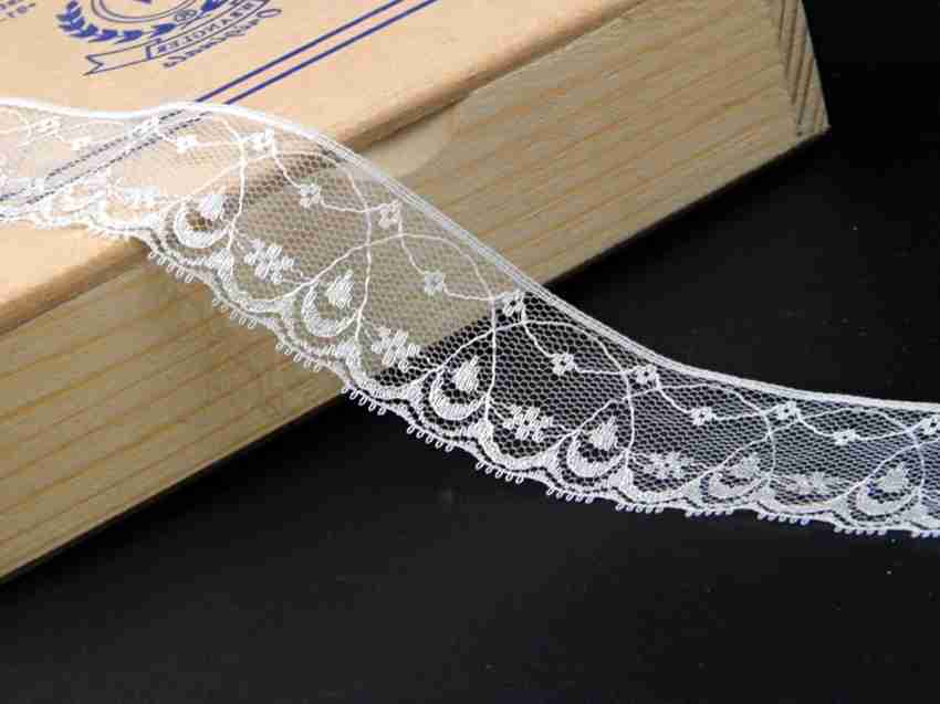 5Meter/roll) White Cotton Embroidered Lace Net Ribbons Fabric Trim