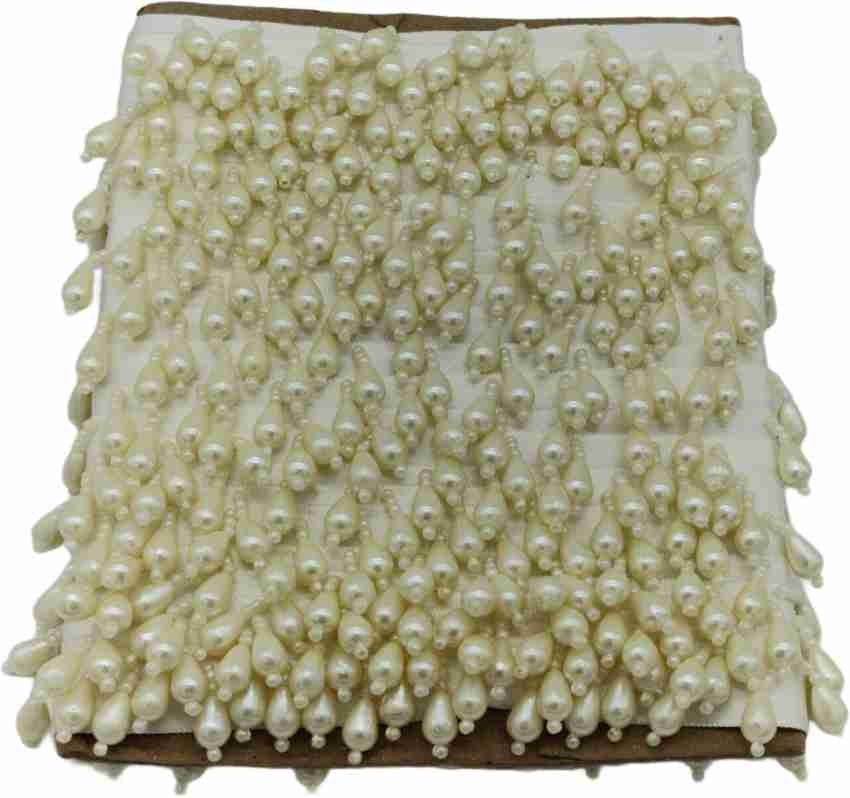 CRAFTLOVE Craft Love Pearl & Gold Latkan Hanging Bead Lace Border 9.2  Yards/8.5 Meters for Saree Blouse Dupatta Lehenga Sewing Designing Crafts  etc. (3 cm Wide) (Pearl Gold) (ART-10062022B) : : Home