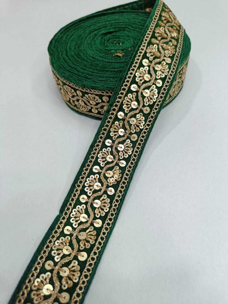DEEP'S CREATION Velvet Lace Velvet Saree Lace Border (9 M X 1 in)(Green)  Lace Reel Price in India - Buy DEEP'S CREATION Velvet Lace Velvet Saree Lace  Border (9 M X 1