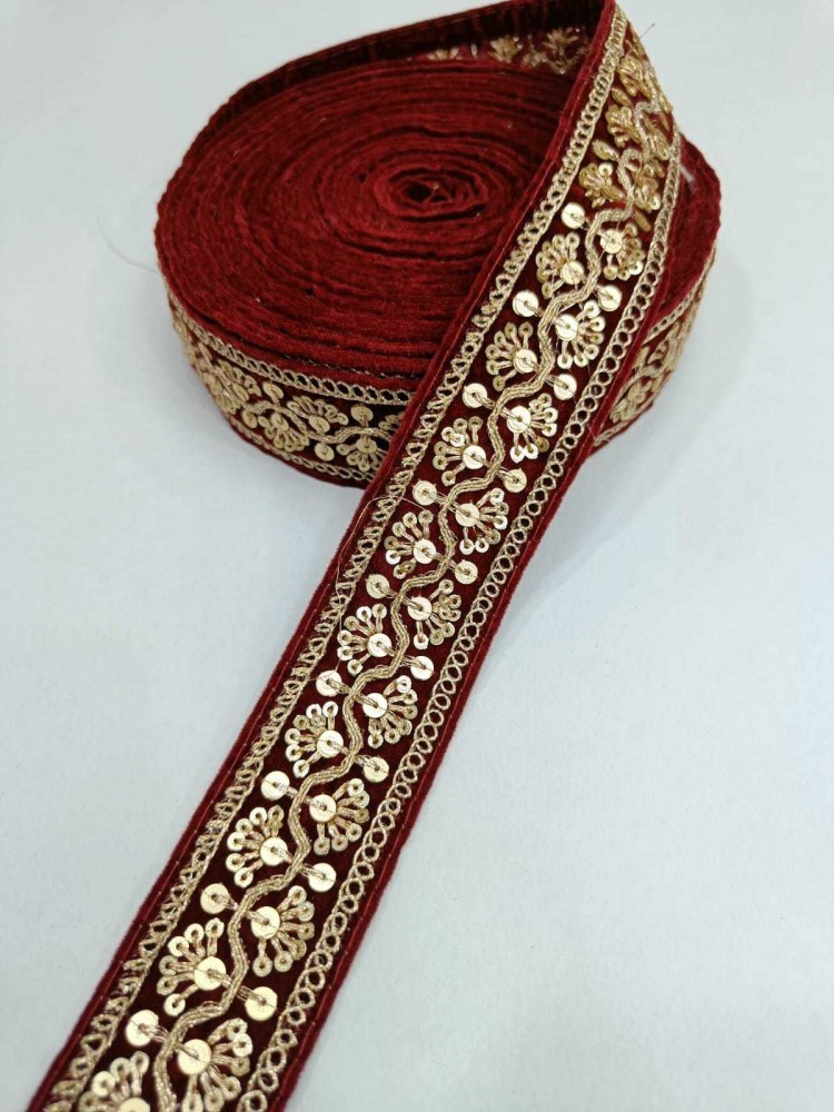 DEEP'S CREATION Velvet Lace Velvet Saree Lace Border (9 M X 1 in)(Maroon)  Lace Reel Price in India - Buy DEEP'S CREATION Velvet Lace Velvet Saree Lace  Border (9 M X 1