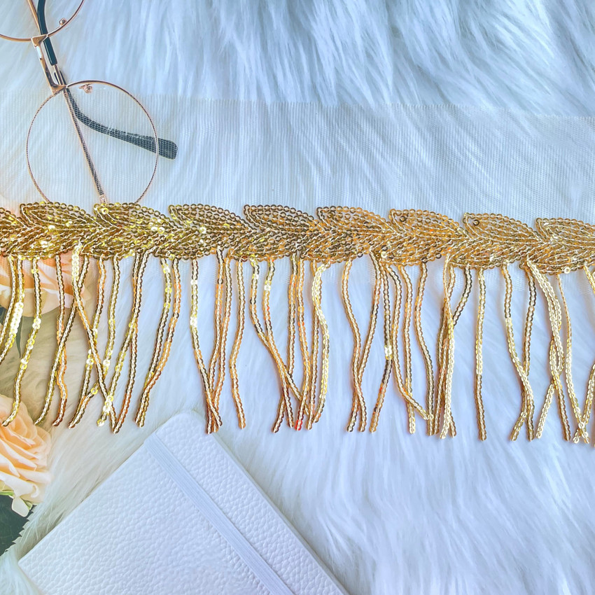 uniquemart Golden Shiny Sitara Latkan Lace Border Golden Net Border Lace for Fancy Dresses Golden Lace Golden Lace Border Golden Lace Design Golden 4.5Mtr Lace Reel Price in India Buy uniquemart Golde...
