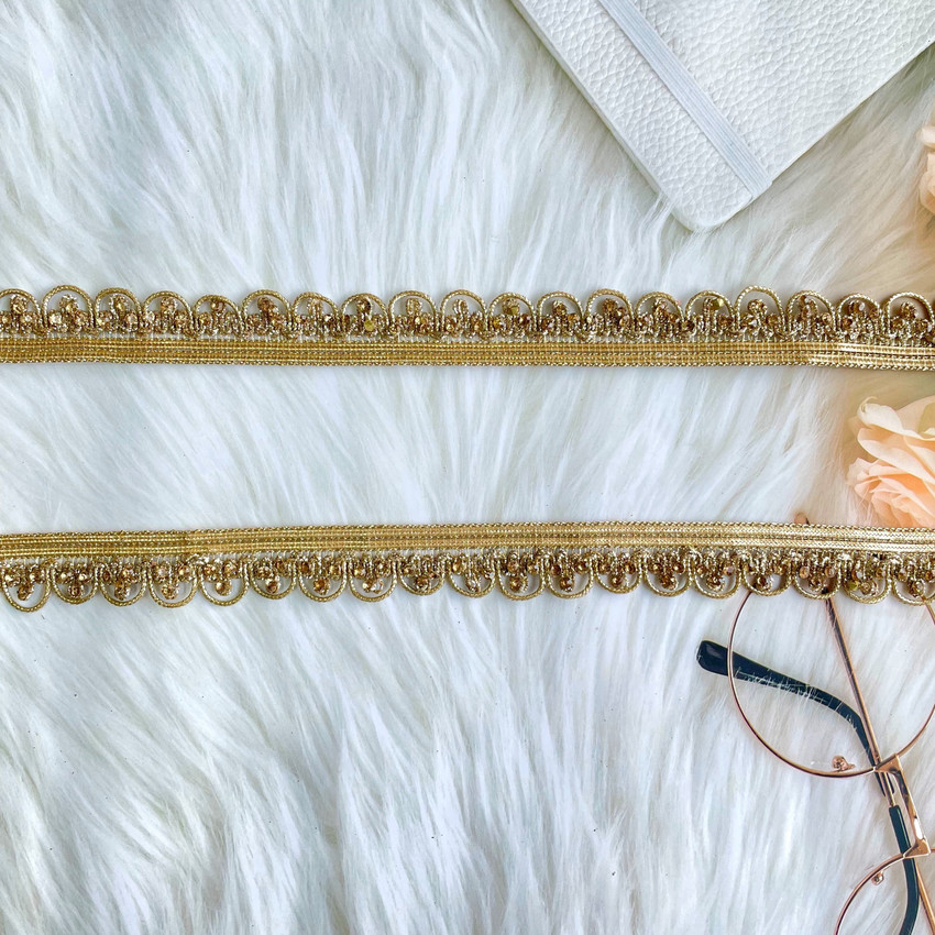 uniquemart Beautiful Golden Jarkan Stone Lace For Suit Saree Lehenga Dupatta Fancy Dresses Craft Decoration Gold 18Mtr Lace Reel Price in India Buy uniquemart Beautiful Golden Jarkan Stone Lace For Su...