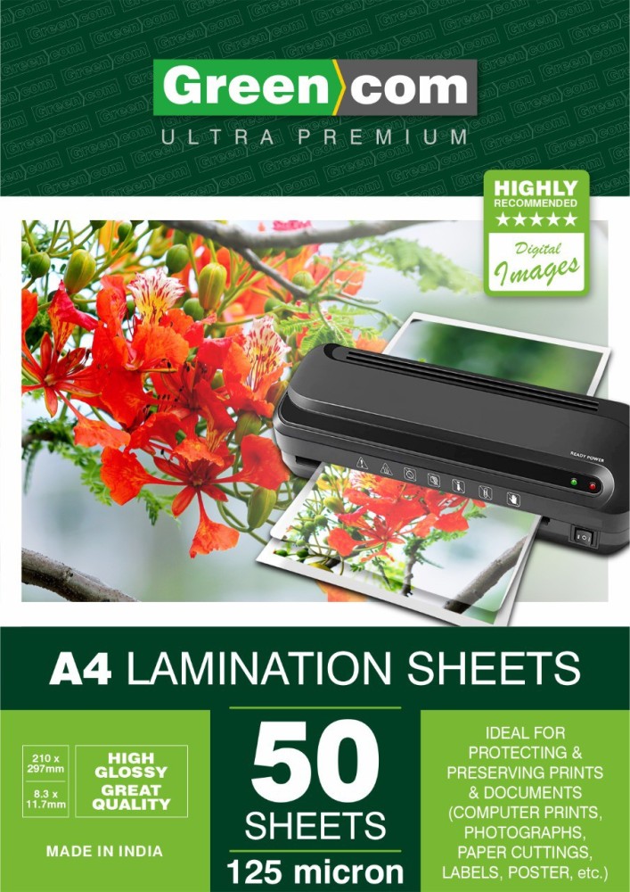 greencom A4 Thermal Lamination Sheets, 50-Pouches A4 Laminating