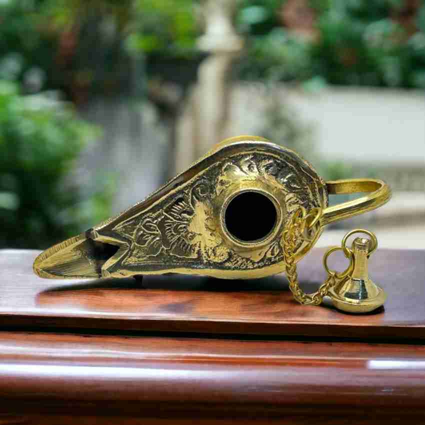 VINIROH Hand Crafted Brass Chirag Lamp/Aladdin Chirag For Gifting