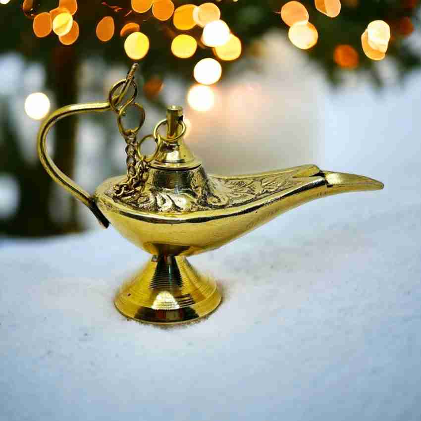 VINIROH Hand Crafted Brass Chirag Lamp/Aladdin Chirag For Gifting