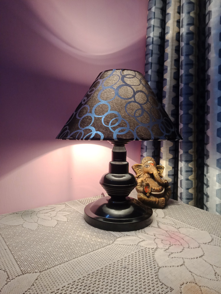 DIKANSHA Silver Black Printed Conical Shade and Beautiful Table