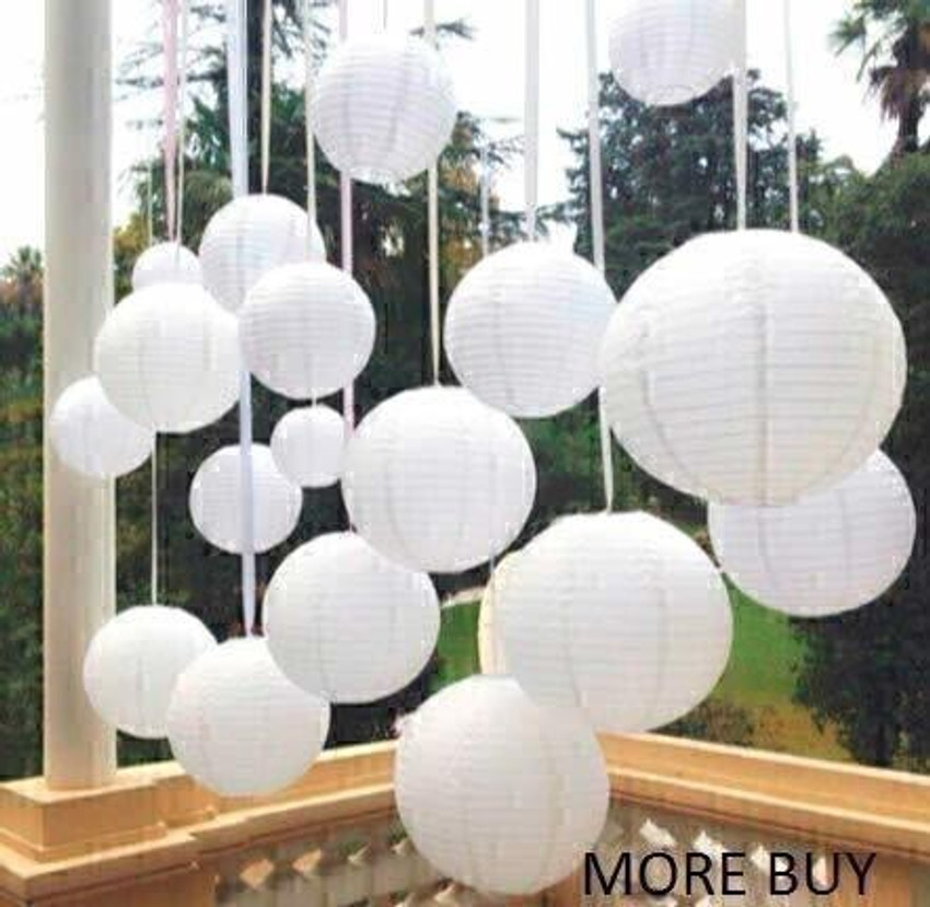 SHUANG YOU Decorators 12 inch Hanging Paper Lantern Ball Lamp Shade 30 x 30 cm White 10 Pieces White Paper Hanging Lantern Price in India Buy SHUANG YOU Decorators 12